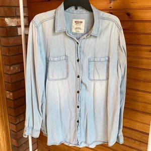Mossimo Women’s Chambray Striped Button Up Sz XL
